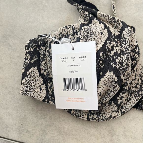 NWT Andie Swim Sicily Top Snakeskin Textured Small Underwire Cups Bikini Bra - Picture 3 of 10